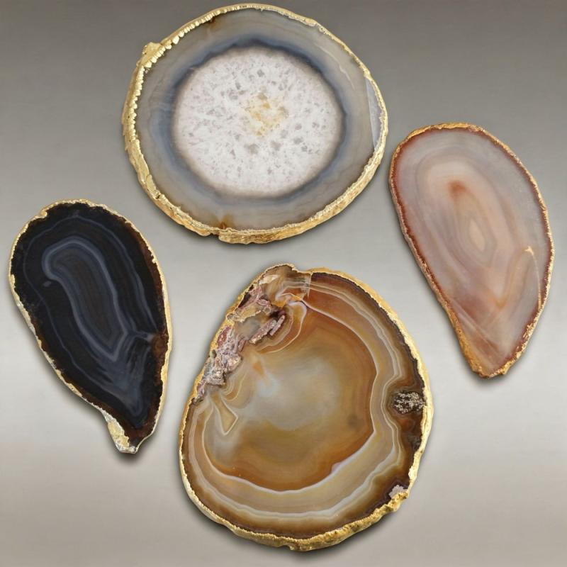 Chapa de Ágata fina con borde dorado. Precio/Kg