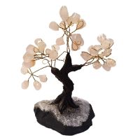 Árbol Cuarzo Rosa (12cm) y base de drusa Amatista.