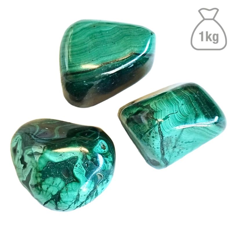 Malachite Pierre Roulée Grande (Afrique du Sud). Sac 1kg.