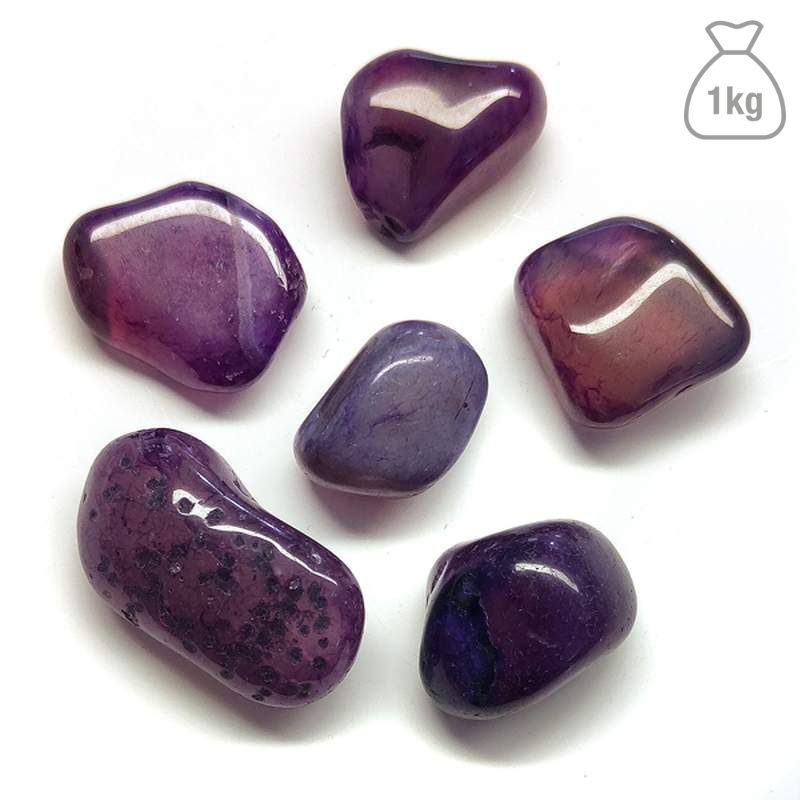 Agate Lila Pierre Roulée Moyen. Sac 1kg