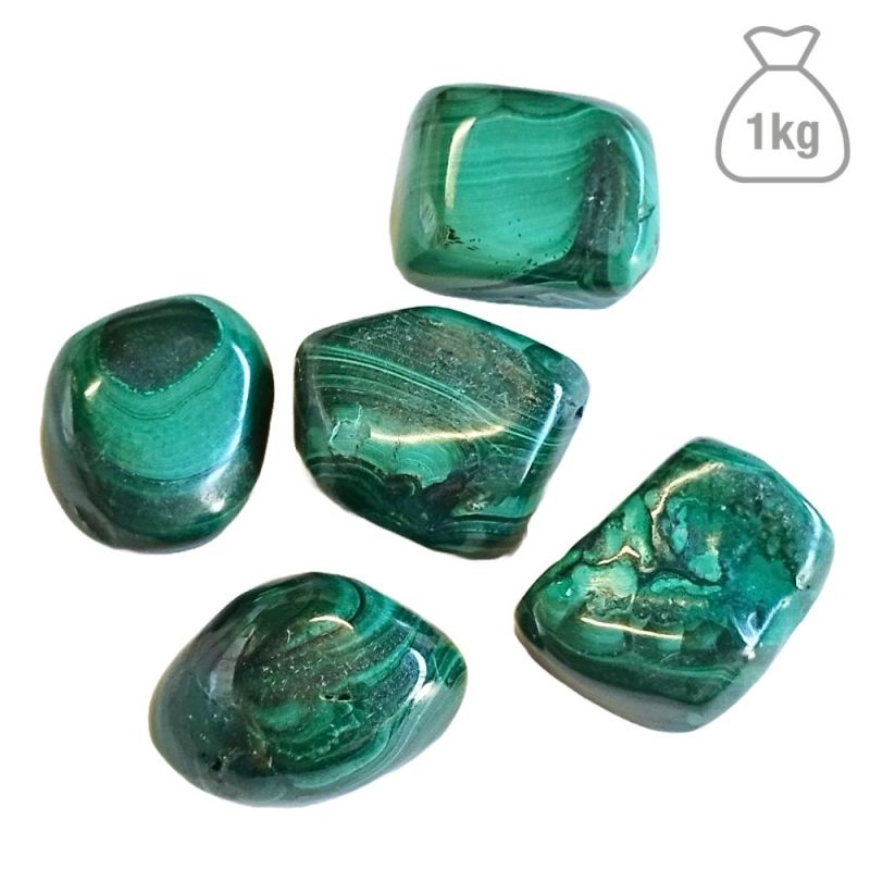 Malachite Pierre Roulée Moyen (Afrique du Sud). Sac 1kg