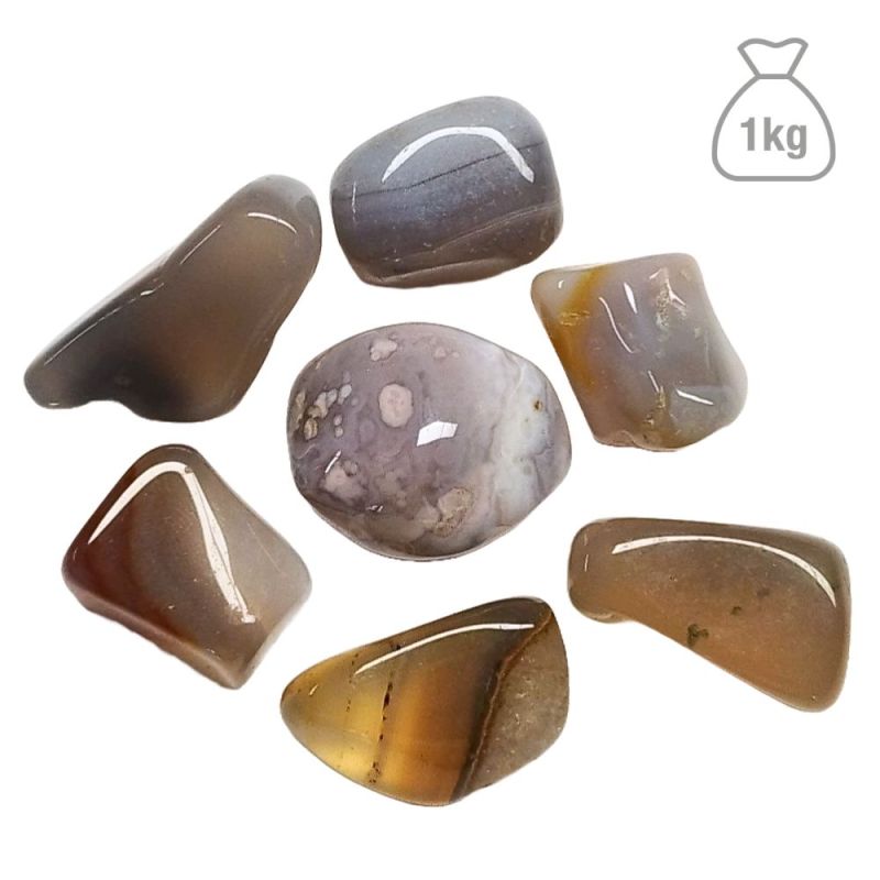 Agate Botswana Gris Pierre Roulée Petite. Sac 1kg