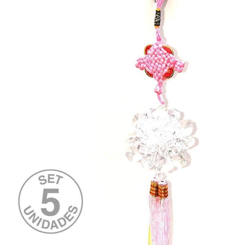 Fleur rose de Feng Shui. Set 5 Un.