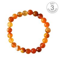 Pulsera Ágata Naranja Bandeada (Bola 8mm). Set 3 Un.