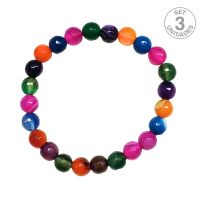 Pulsera Ágata Multicolor (Bola 8 mm). Set 3 Un.