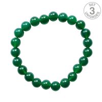 Pulsera Ágata Verde (Bola 8mm). Set 3 Un.