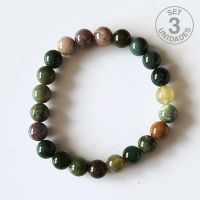 Pulsera Ágata India (Bola 8mm). Set 3 Un.