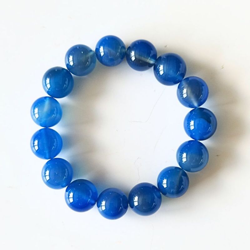 Pulsera Ágata Azul (Bola 12mm)