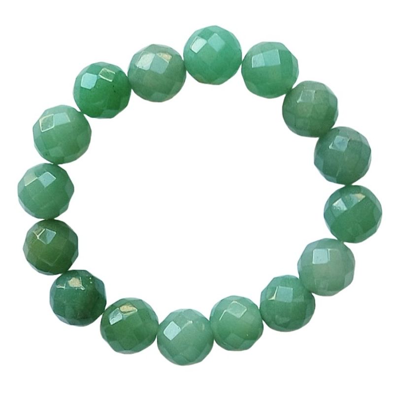 Bracelet Facetté d'Aventurine Verte (Boule 12mm)