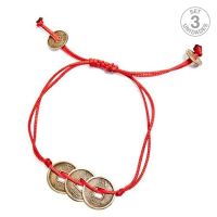 Pulsera 3 Monedas con Hilo. Set 3 Un.