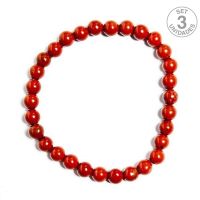 Pulsera Jaspe Rojo (Bola 6mm). Set 3 Un.