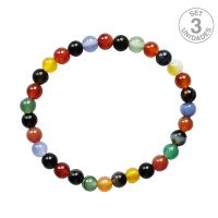 Pulsera Agata Multicolor (Bola 6mm). Set 3 Un.