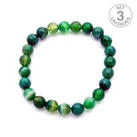 Pulsera Ágata Verde (Bola 8 mm). Set 3 Un.