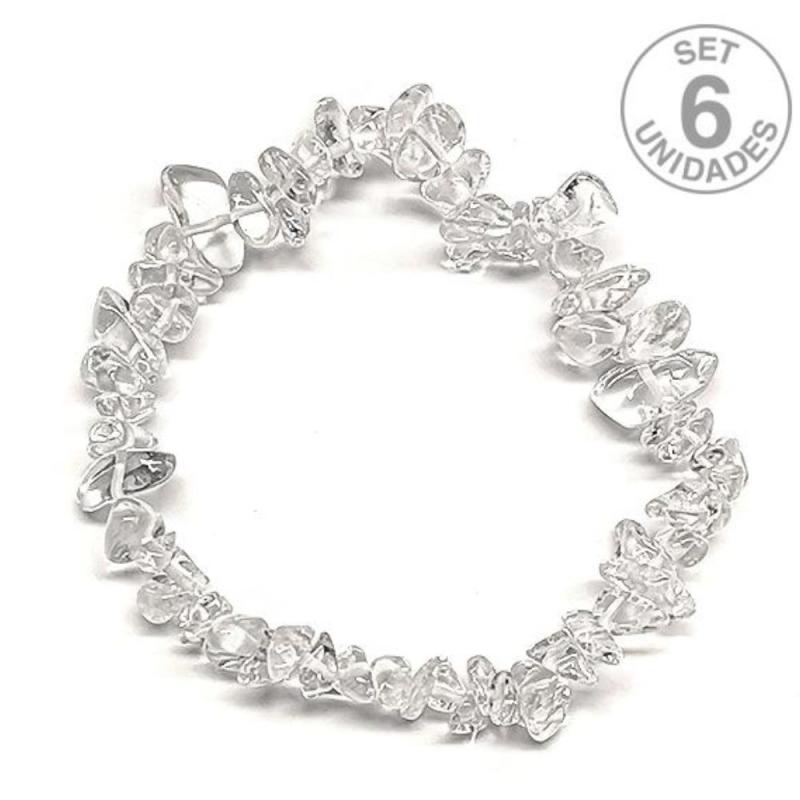 Pulsera Chip Cristal de Roca. Set 6 Un.