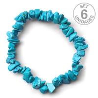 Pulsera Chip Howlita Azul. Set 6 Un.