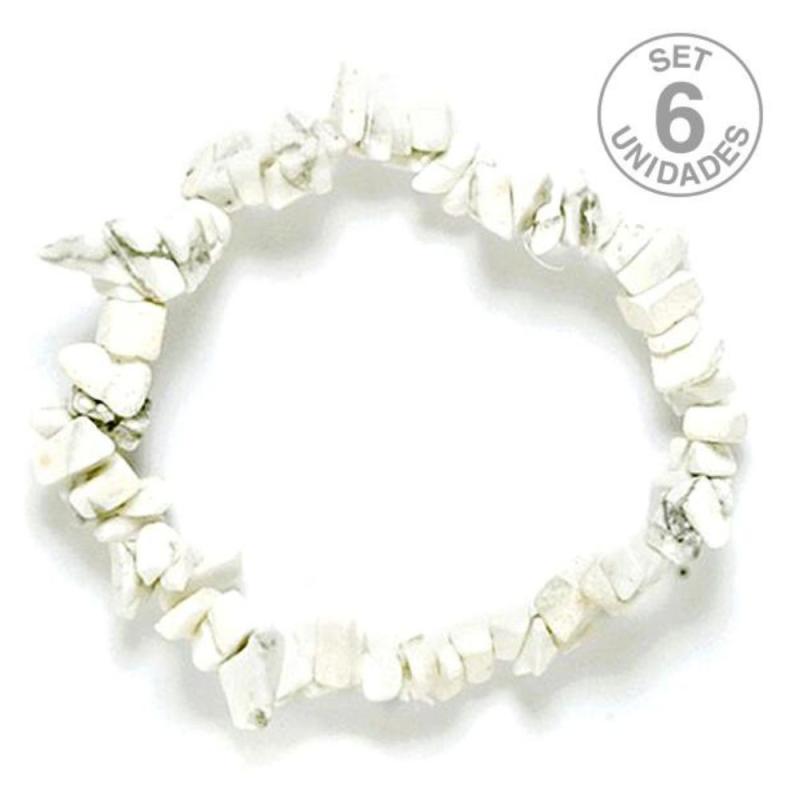 Bracelet Chips Howlite Blanche. Set 6 Un.