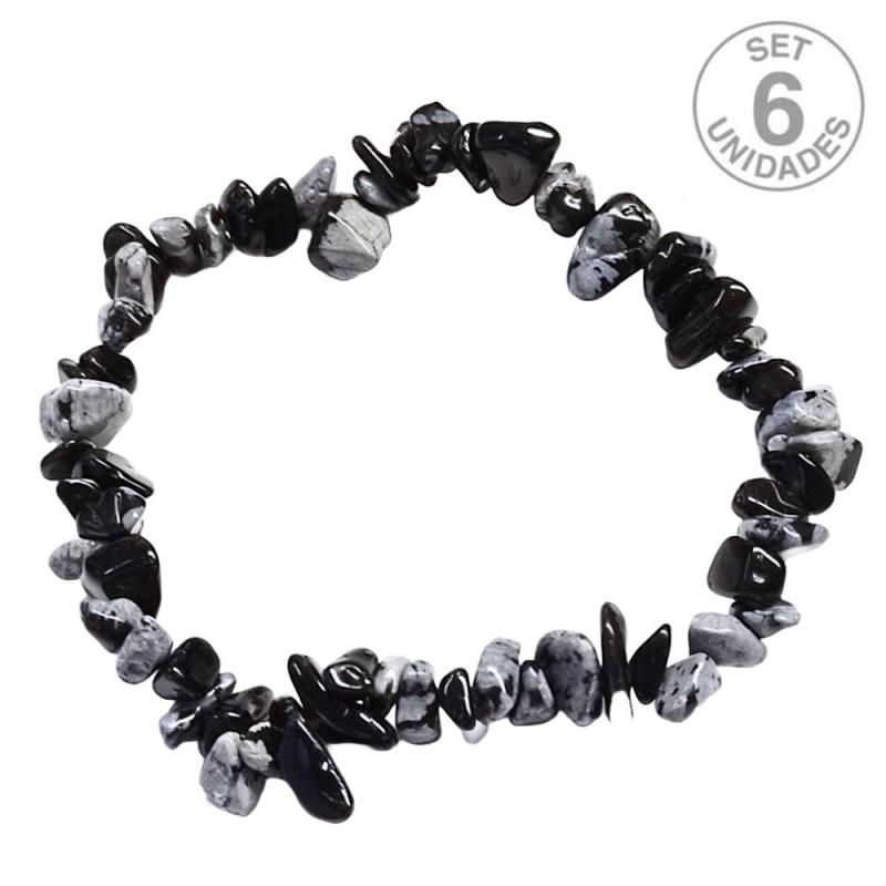 Pulsera Chip Obsidiana Nevada. Set 6 Un.