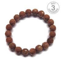 Pulsera Aventurina Dorada Fac. (bola 10mm). Set 3 Un.