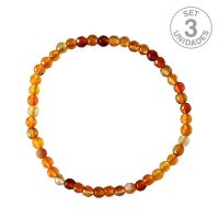 Pulsera Ágata Naranja Facetada (Bola 4mm). Set 3 Un.