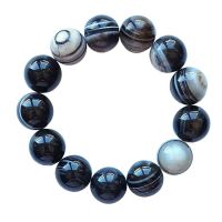 Pulsera Ágata Negra bandeada (Bola 14mm)