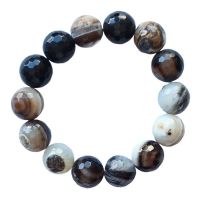 Pulsera Ágata Negra bandeada y facetada (Bola 12mm)