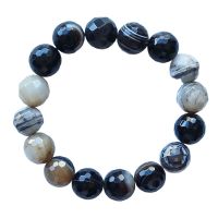 Pulsera Ágata Negra facetada (Bola 12mm)