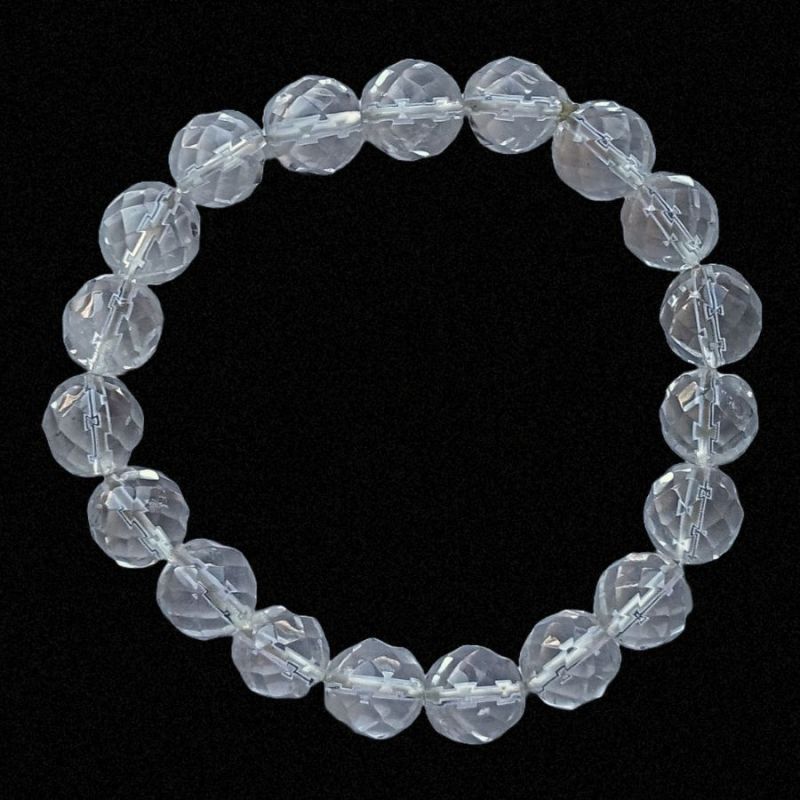 Bracelet Cristal de Roche facettéé (Boule 10mm)