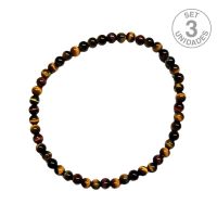 Pulsera Ojo de Tigre mixto (Bola 4mm). Set 3 Un.