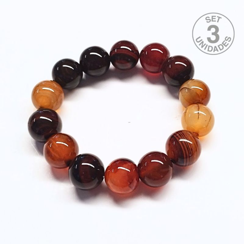 Carnelian Bracelet (14mm Ball). Set 3 Un.