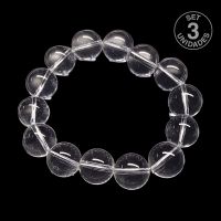 Pulsera Cristal de Roca (Bola 14mm). Set 3 Un.