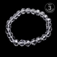 Pulsera Cristal Facetada (Bola 8mm). Set 3 Un.