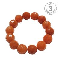 Pulsera Aventurina Roja Facetada (Bola 12mm). Set 3 Un.