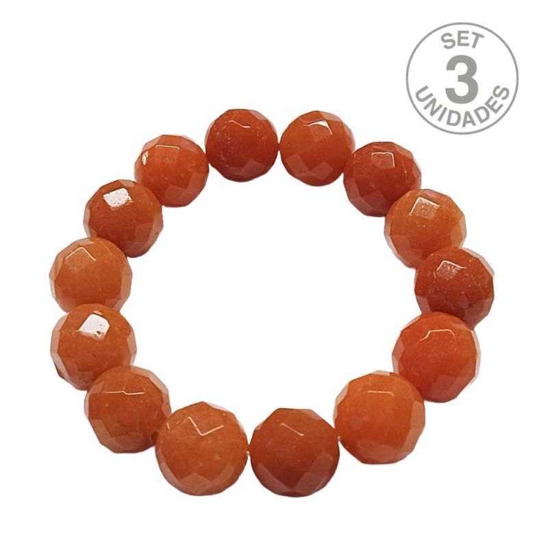 Red Aventurine Faceted Bracelet (Ball 12mm). Set 3 Un.