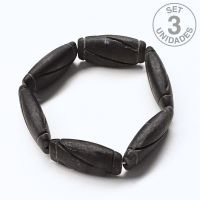 Pulsera Piedra Volcánica plana. Set 3 Un.