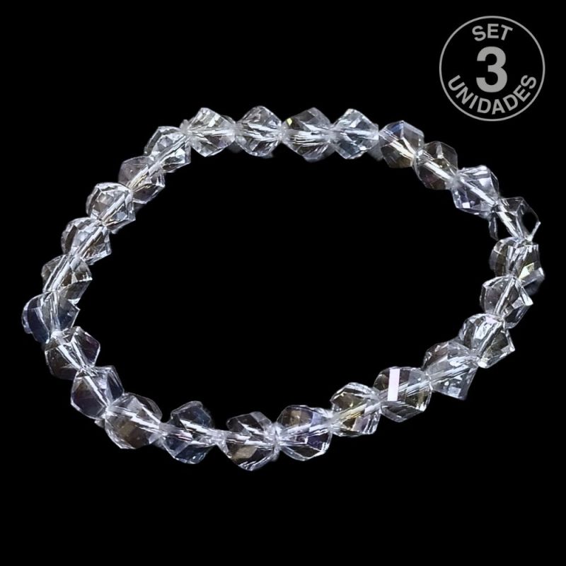 Crystal Faceted Bracelet (Ball 6mm). Set 3 Un.