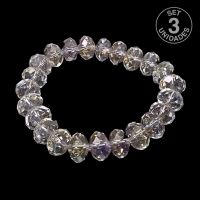 Pulsera Cristal Facetada (Bola plana 10mm). Set 3 Un.