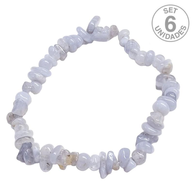 Pulsera Chip Calcedonia. Set 6 Un.