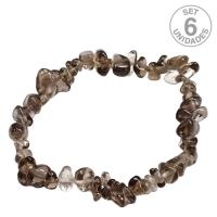 Pulsera Chip Cuarzo Ahumado. Set 6 Un.