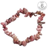 Pulsera Chip Rodonita. Set 6 Un.
