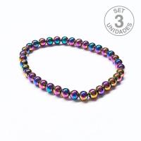 Pulsera hombre Hematite Arcoiris (6mm). Set 3 Un.