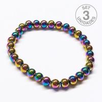 Pulsera Hematite Arcoiris (6mm). Set 3 Un.