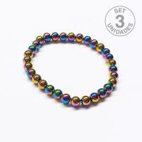 Pulsera Hematite Arcoiris (6mm). Set 3 Un.