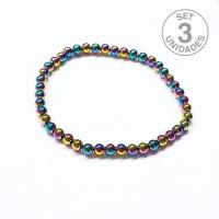 Pulsera Hematite Arcoiris (4mm). Set 3 Un.