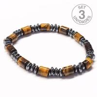 Pulsera Donut Hematite y Ojo de Tigre para hombre (6mm). Set 3 Un.