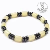 Pulsera Donut Hematite y Jade Verde para hombre (6mm). Set 3 Un.