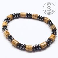 Pulsera Donut Hematite y Jaspe Paisaje para hombre (6mm). Set 3 Un.