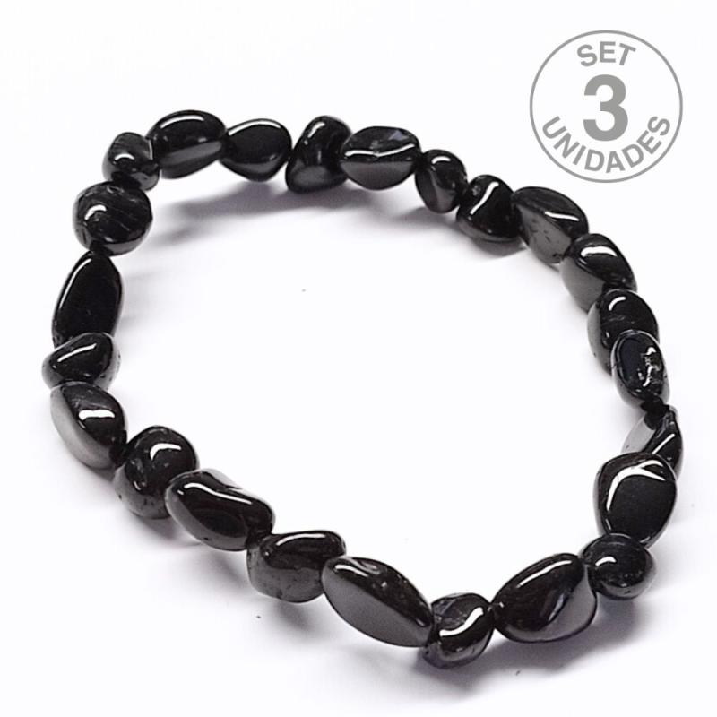 Tourmaline irregular Tumbled Bracelet (6x9mm). Set 3 Un.