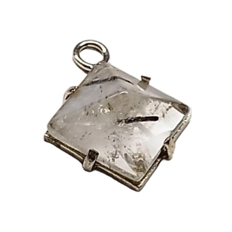 Colgante Pirámide Cuarzo Rutilado (Borde plata)