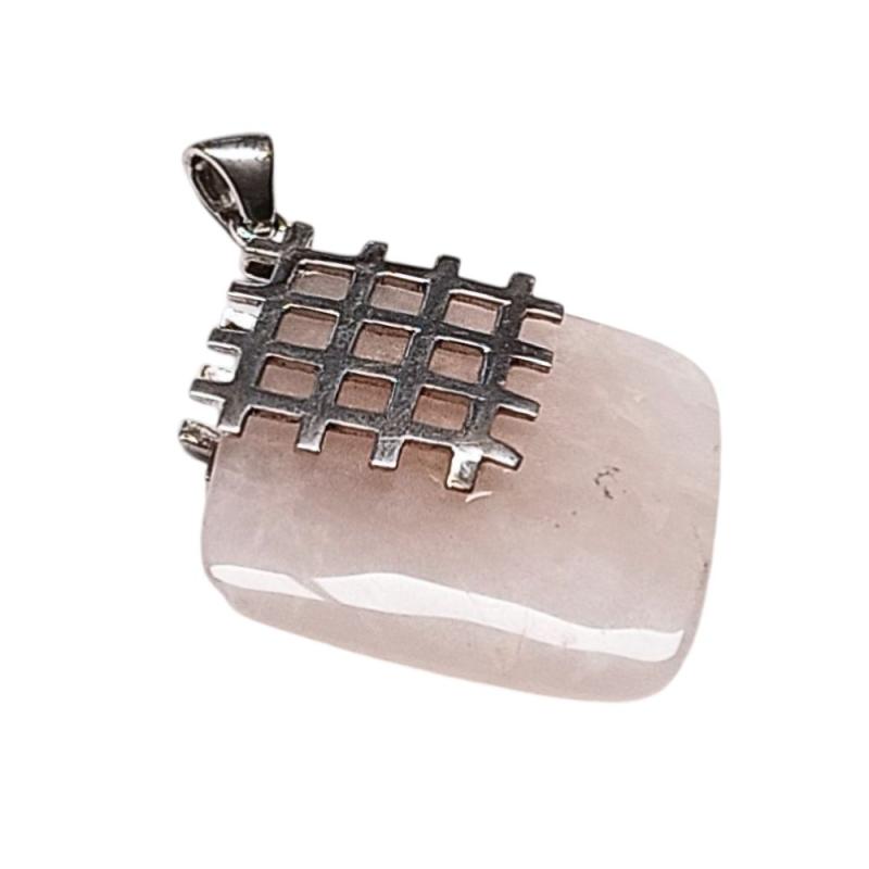 Colgante Cuarzo Rosa rombo