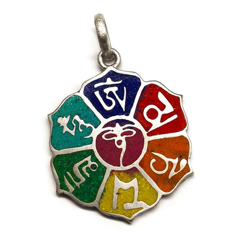 Colgante Flor Chakras multicolor. Set 3un